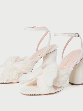 Loeffler Randall Camellia Pearl Pleated Bow Heels